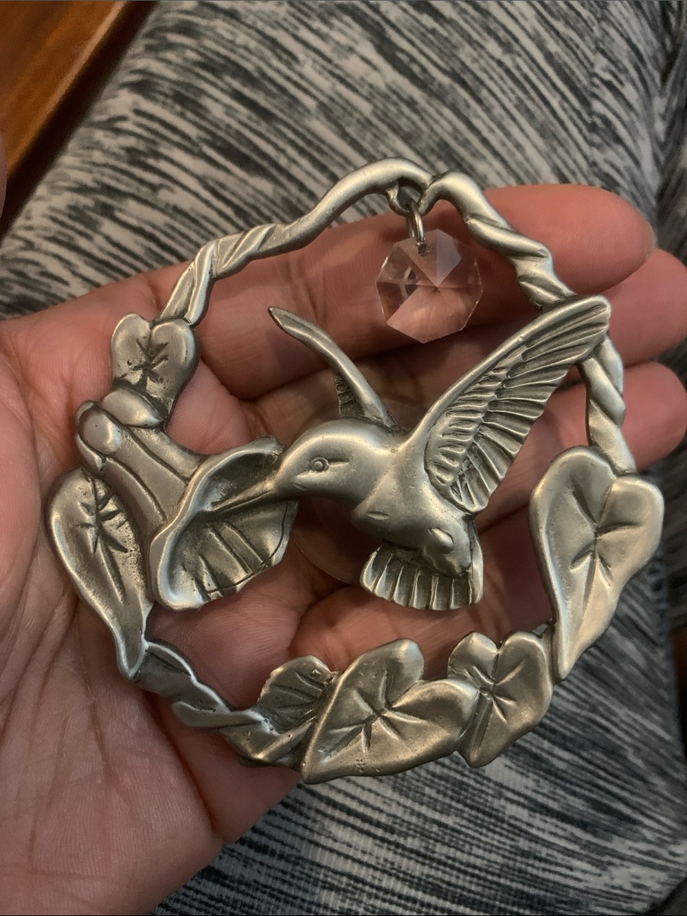 Vintage Pewter Hummingbird Sun Catcher